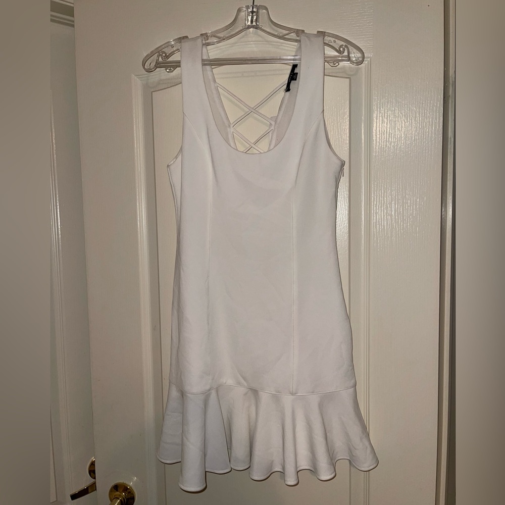 White fluted hem dress